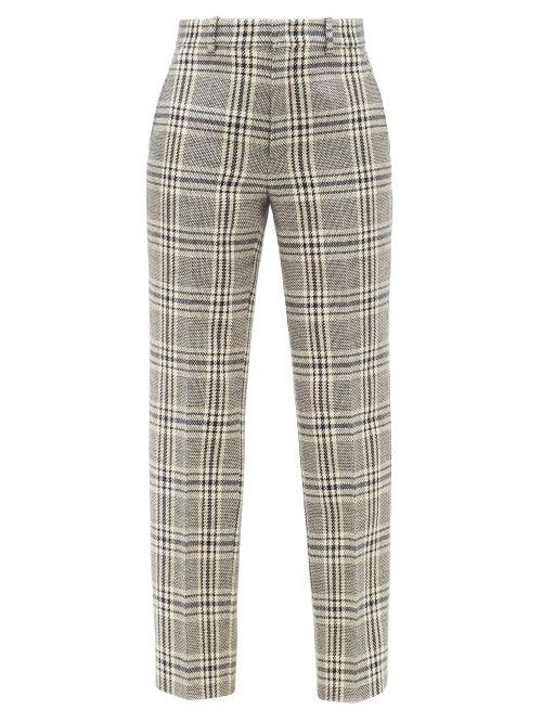 Matchesfashion.com Gucci - Checked Wool-blend Straight-leg Trousers - Womens - Blue White