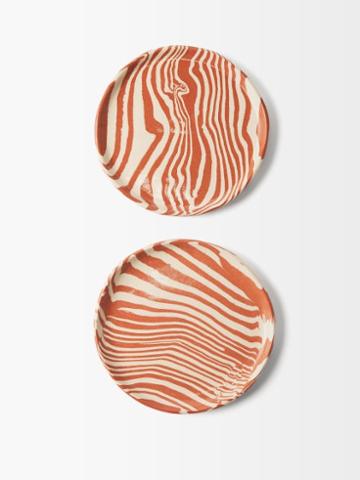 Henry Holland Studio - Set Of Two Marble-effect Earthenware Side Plates - Brown White