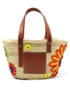 Matchesfashion.com Loewe - Floral Crocheted Medium Woven Basket Bag - Womens - Tan Multi
