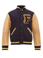Matchesfashion.com Polo Ralph Lauren - Leather And Wool Blend Varsity Jacket - Mens - Navy