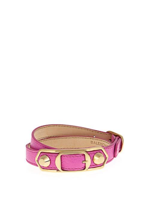 Balenciaga Classic Metallic-edge Leather Wraparound Bracelet