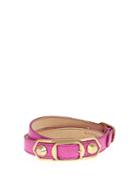 Balenciaga Classic Metallic-edge Leather Wraparound Bracelet