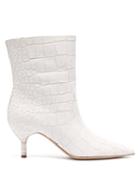 Matchesfashion.com Gabriela Hearst - Mariana Crocodile Effect Leather Ankle Boots - Womens - White