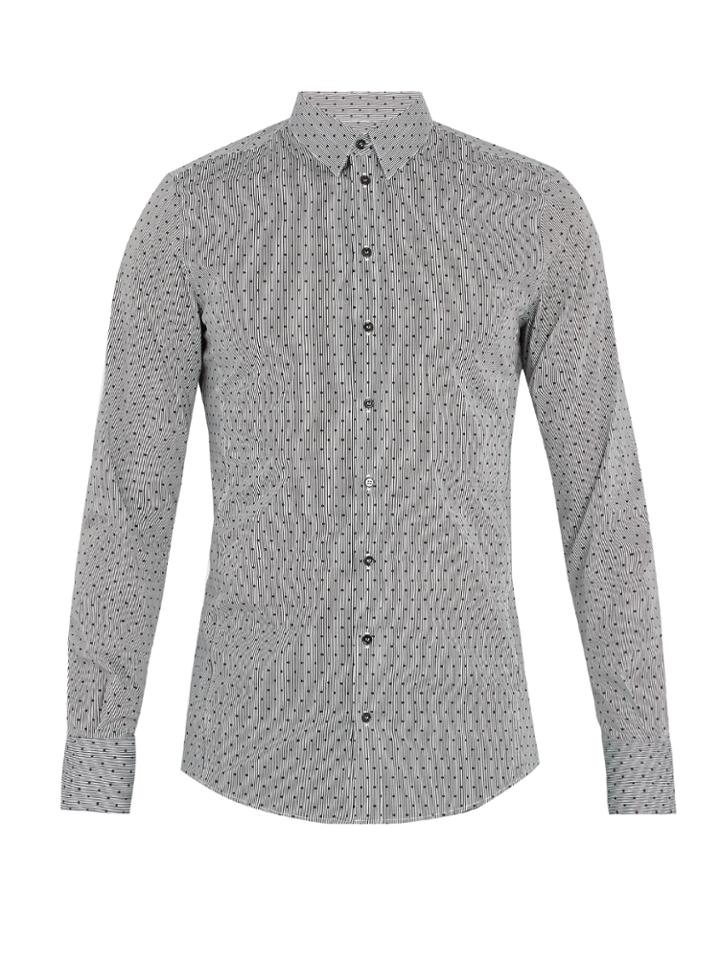 Dolce & Gabbana Single-cuff Polka-dot Print Cotton-blend Shirt