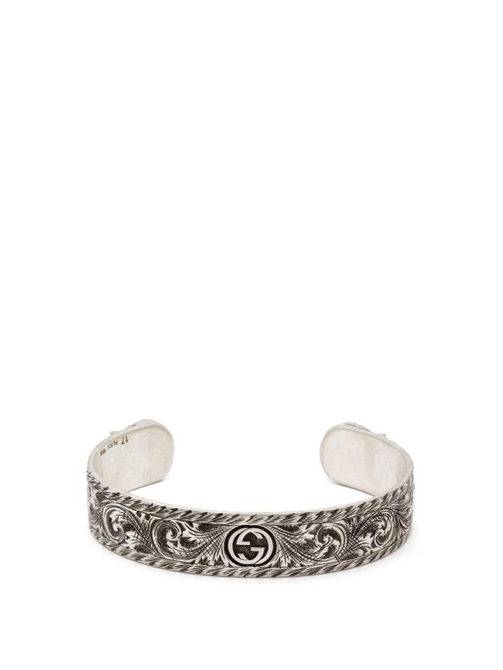 Gucci Tiger-head Sterling-silver Cuff Bracelet