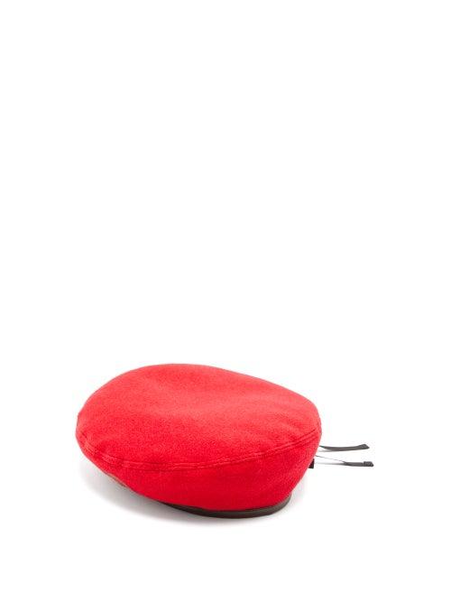 Matchesfashion.com Gucci - Gg Embroidered Felt Beret - Mens - Red