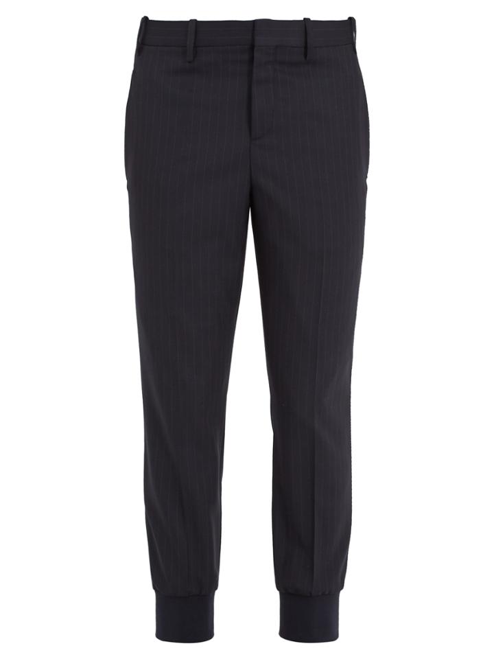 Neil Barrett Tapered-leg Pinstriped Wool-blend Trousers