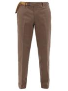 Matchesfashion.com White Sand - Belted Waist Cotton Chinos - Mens - Grey