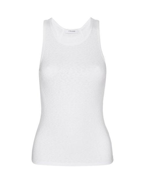 Matchesfashion.com Frame - Boyfriend Cotton-jersey Tank Top - Womens - White