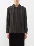 Saint Laurent - Lurex-stripe Silk-blend Twill Shirt - Mens - Black
