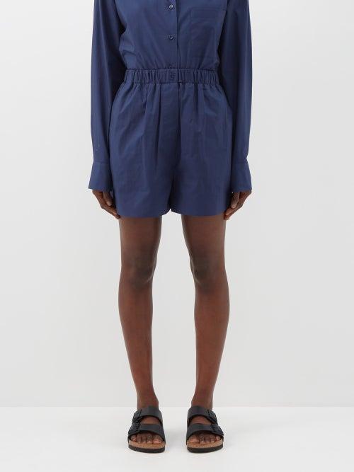 The Frankie Shop - Lui Organic Cotton-poplin Boxer Shorts - Womens - Navy