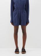 The Frankie Shop - Lui Organic Cotton-poplin Boxer Shorts - Womens - Navy