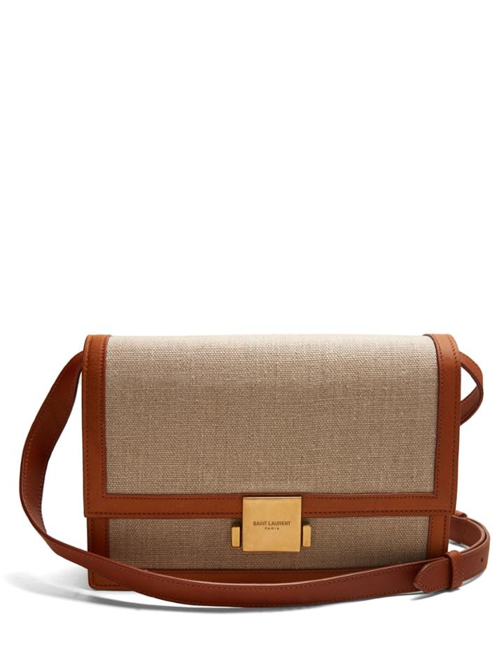 Saint Laurent Bellechasse Medium Leather-trimmed Canvas Bag