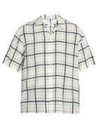 Matchesfashion.com Dunhill - Short Sleeved Check Print Silk Shirt - Mens - Blue