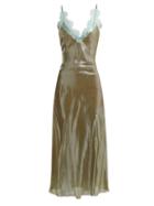 Matchesfashion.com Maria Lucia Hohan - Jade Lace Trimmed Slip Dress - Womens - Light Green