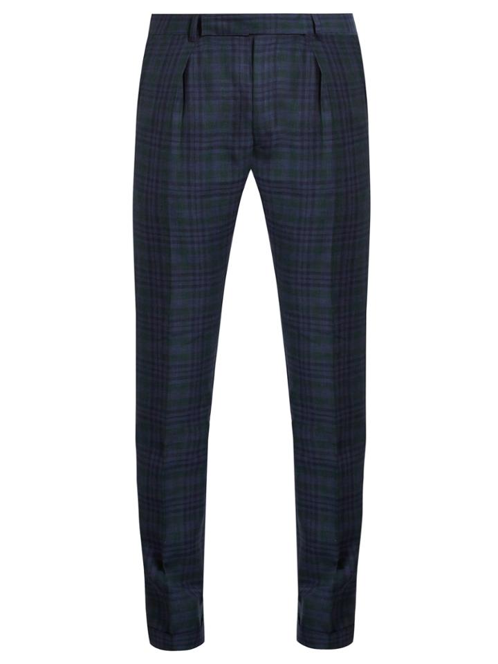Paul Smith Checked Wool-blend Slim-leg Trousers