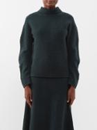 Jil Sander - High-neck Boucl Sweater - Womens - Dark Green