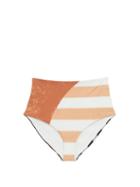 Matchesfashion.com Cala De La Cruz - Louise Striped High-rise Bikini Briefs - Womens - Orange Multi