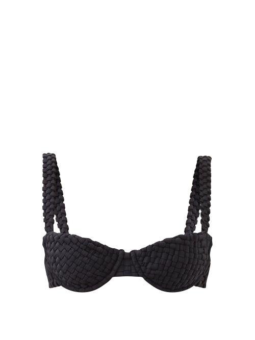 Isa Boulder - Fullweave Woven Underwired Bikini Top - Womens - Black
