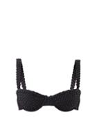 Isa Boulder - Fullweave Woven Underwired Bikini Top - Womens - Black