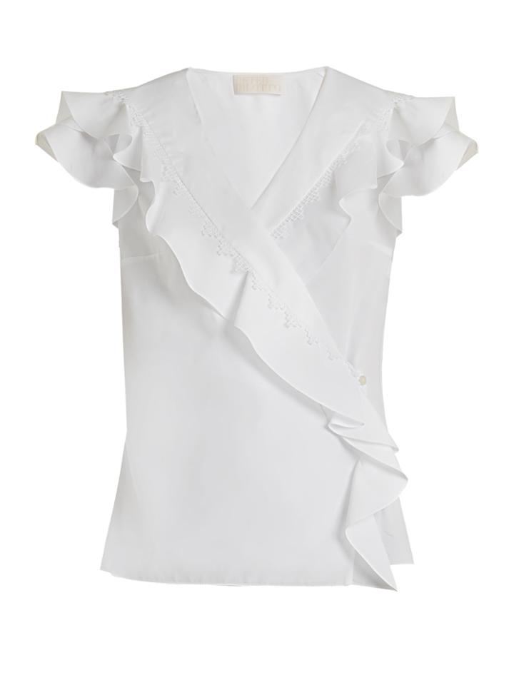 Peter Pilotto Ruffle-trimmed Cotton Wrap Top