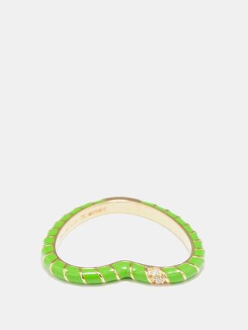Yvonne Leon - Alliance Diamond, Enamel & 9kt Gold Ring - Womens - Green Multi