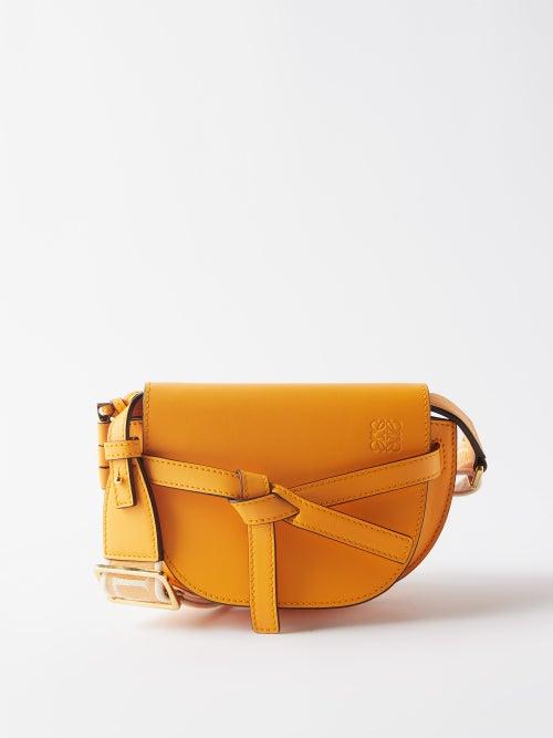 Loewe - Gate Mini Leather Cross-body Bag - Womens - Orange