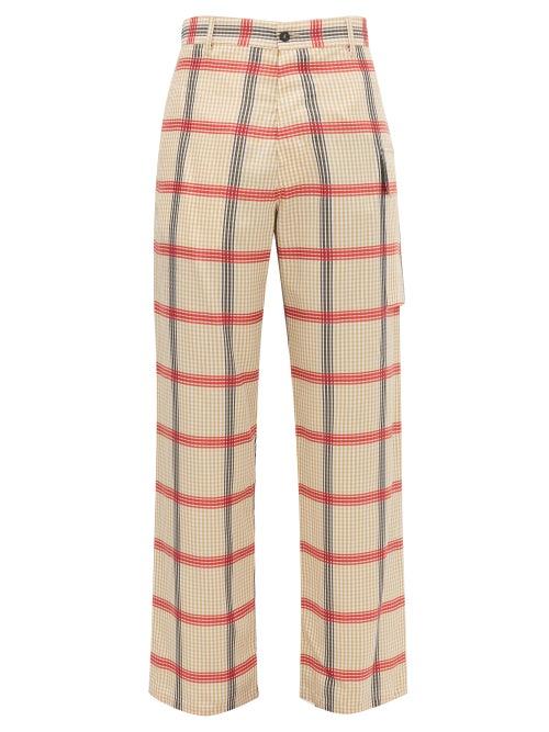 Matchesfashion.com Marni - Checked-voile Cargo Trousers - Mens - Beige Multi