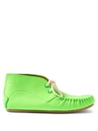 Loewe - Lace-up Leather Moccasin Boots - Mens - Green