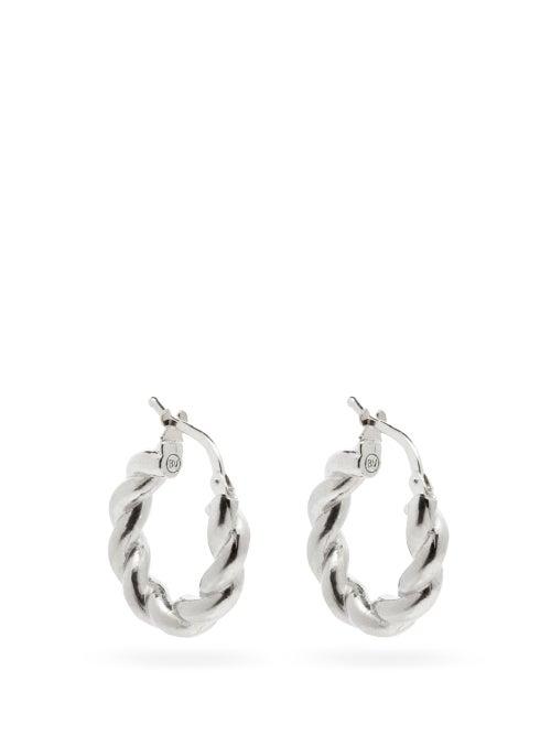 Matchesfashion.com Bottega Veneta - Twisted Sterling-silver Hoop Earrings - Womens - Silver