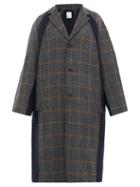 Matchesfashion.com Deveaux - Raglan Sleeve Check Double Face Wool Blend Coat - Mens - Navy Multi