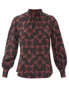 Matchesfashion.com Cefinn - Alicia Floral-print Silk Crepe De Chine Blouse - Womens - Black Red