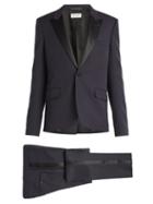 Matchesfashion.com Saint Laurent - Satin Trimmed Virgin Wool Tuxedo - Mens - Navy