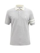 Brunello Cucinelli - Striped-sleeve Cotton-piqu Polo Shirt - Mens - Light Grey
