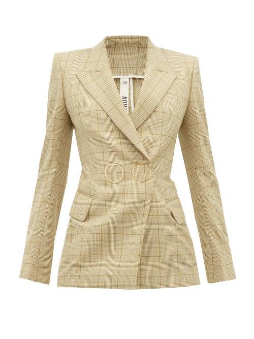 Matchesfashion.com Petar Petrov - Joiner Double Breasted Checked Wool Jacket - Womens - Brown Multi