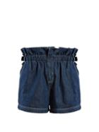 Matchesfashion.com Fendi - Paperbag Waist Denim Shorts - Womens - Denim