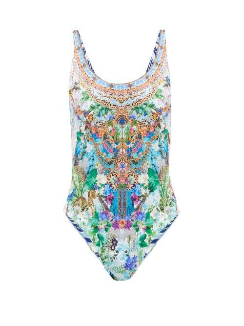 Matchesfashion.com Camilla - Moon Garden Reversible Floral-print Swimsuit - Womens - White Print