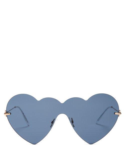 Matchesfashion.com Christopher Kane - Heart Shaped Rimless Sunglasses - Womens - Blue