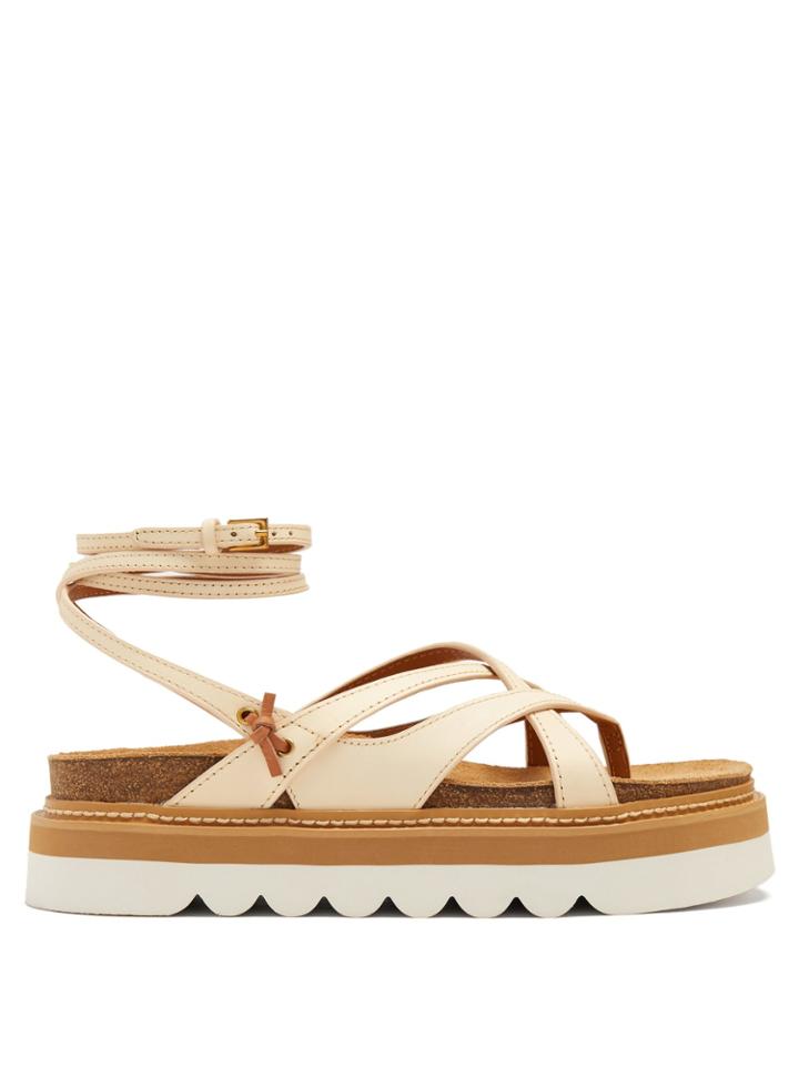 See By Chloé Wraparound Leather Flatform Sandals