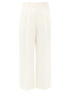 Matchesfashion.com Racil - Robert High-rise Pleated Crepe Trousers - Womens - Cream