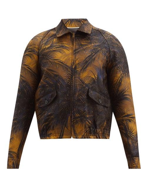 Matchesfashion.com Saint Laurent - Teddy Zip-through Palm-tree Jacquard Jacket - Mens - Brown
