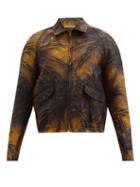 Matchesfashion.com Saint Laurent - Teddy Zip-through Palm-tree Jacquard Jacket - Mens - Brown