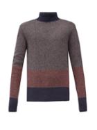 Matchesfashion.com Oliver Spencer - Talbot Colour-block Roll-neck Wool Sweater - Mens - Navy Multi