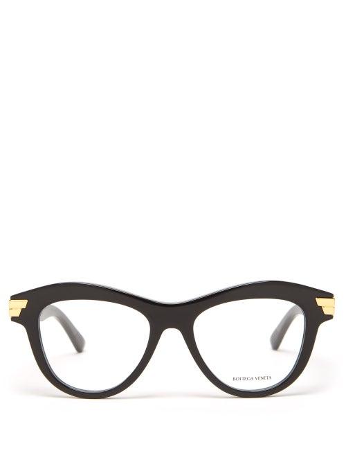 Bottega Veneta - Cat-eye Acetate And Metal Glasses - Womens - Black