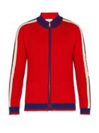 Matchesfashion.com Gucci - Tape Logo Cable Knit Wool Bomber - Mens - Red