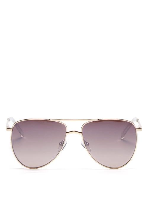 Matchesfashion.com Le Specs - High Fangle Aviator Metal Sunglasses - Womens - Gold