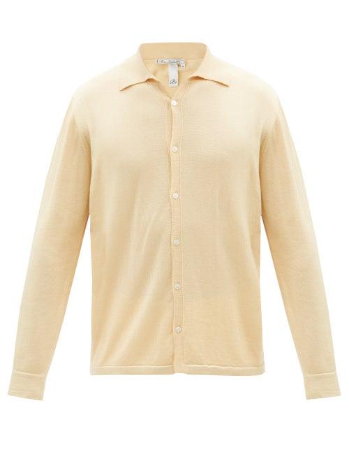 Umit Benan B+ - Spread-collar Cashmere-blend Cardigan - Mens - Yellow