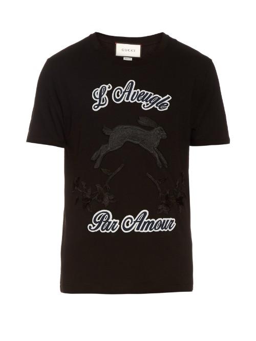 Gucci Hare-appliqu Cotton-jersey T-shirt
