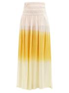 Matchesfashion.com Anaak - Gioia Ruched Dip-dyed Cotton Maxi Skirt - Womens - Orange Multi