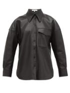 Matchesfashion.com Tibi - Faux Leather Belted Shirt - Womens - Black